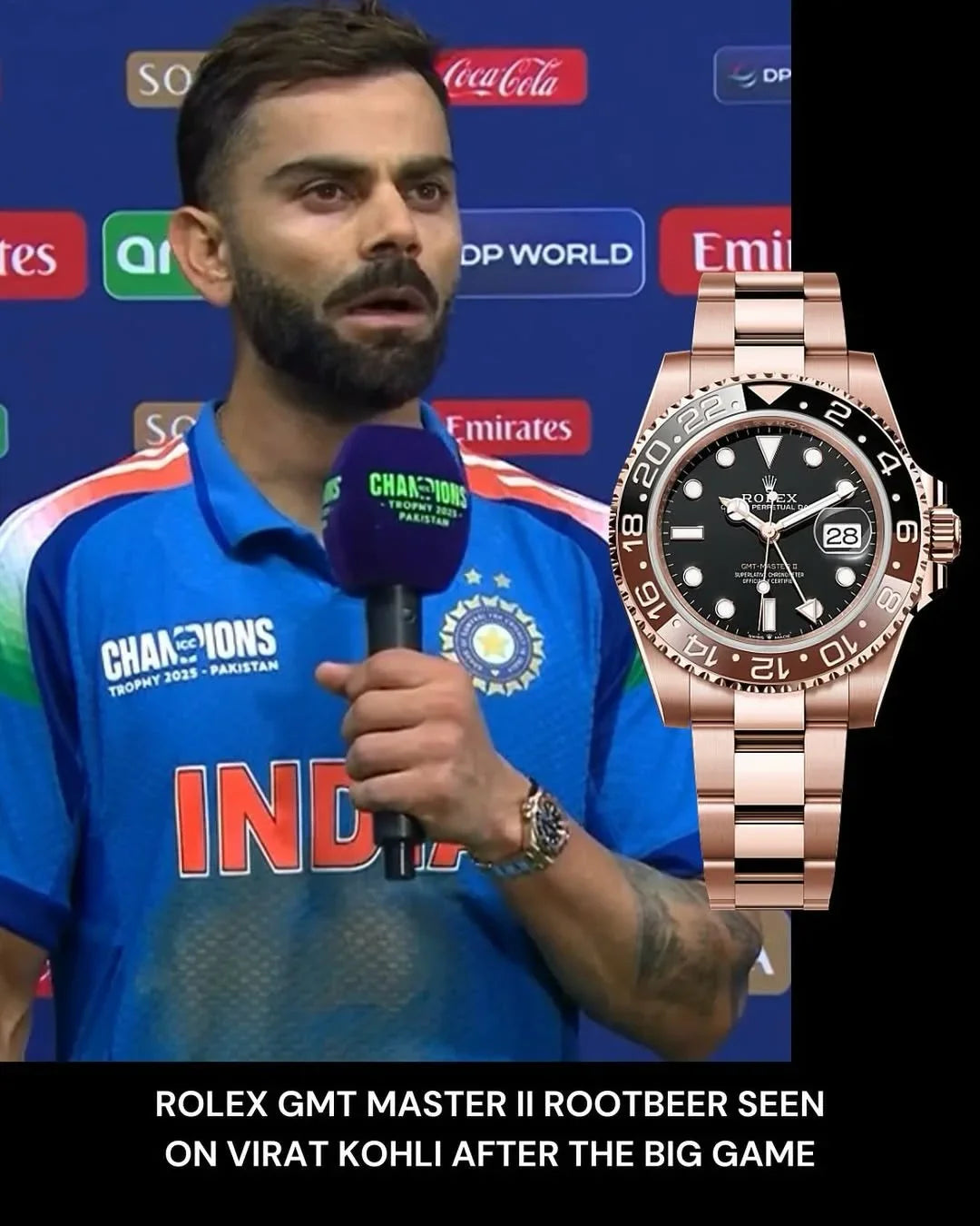 Rolex Gmt Master Rosegold Gold Black Metal Virat Kohli Watch