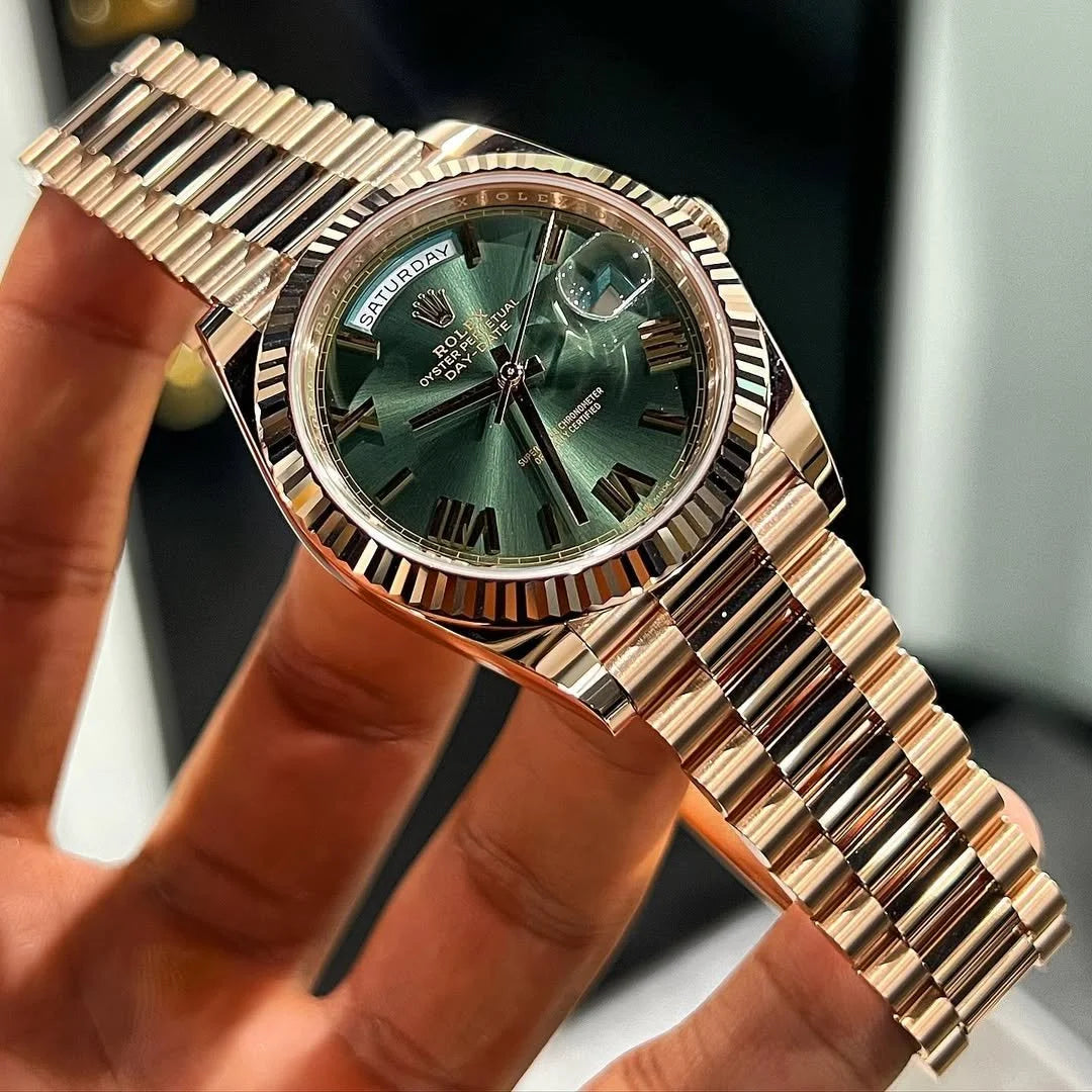 Rolex Day Date Rose Gold Gold Metal Virat Kohli And Ms Dhoni Watch