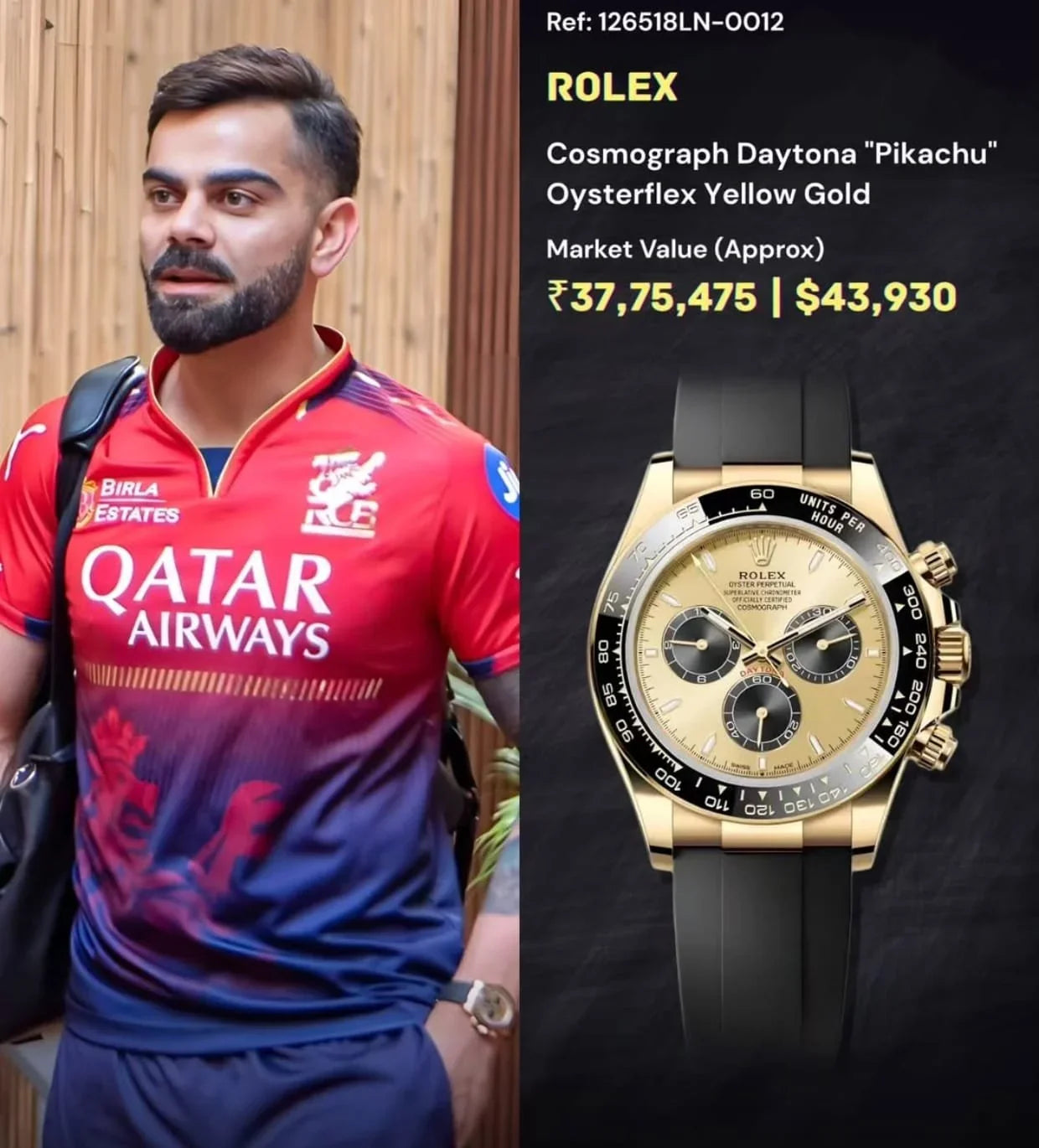 ROLEX DAYTONA YELLOW GOLD VIRAT KOHLI EDITION
