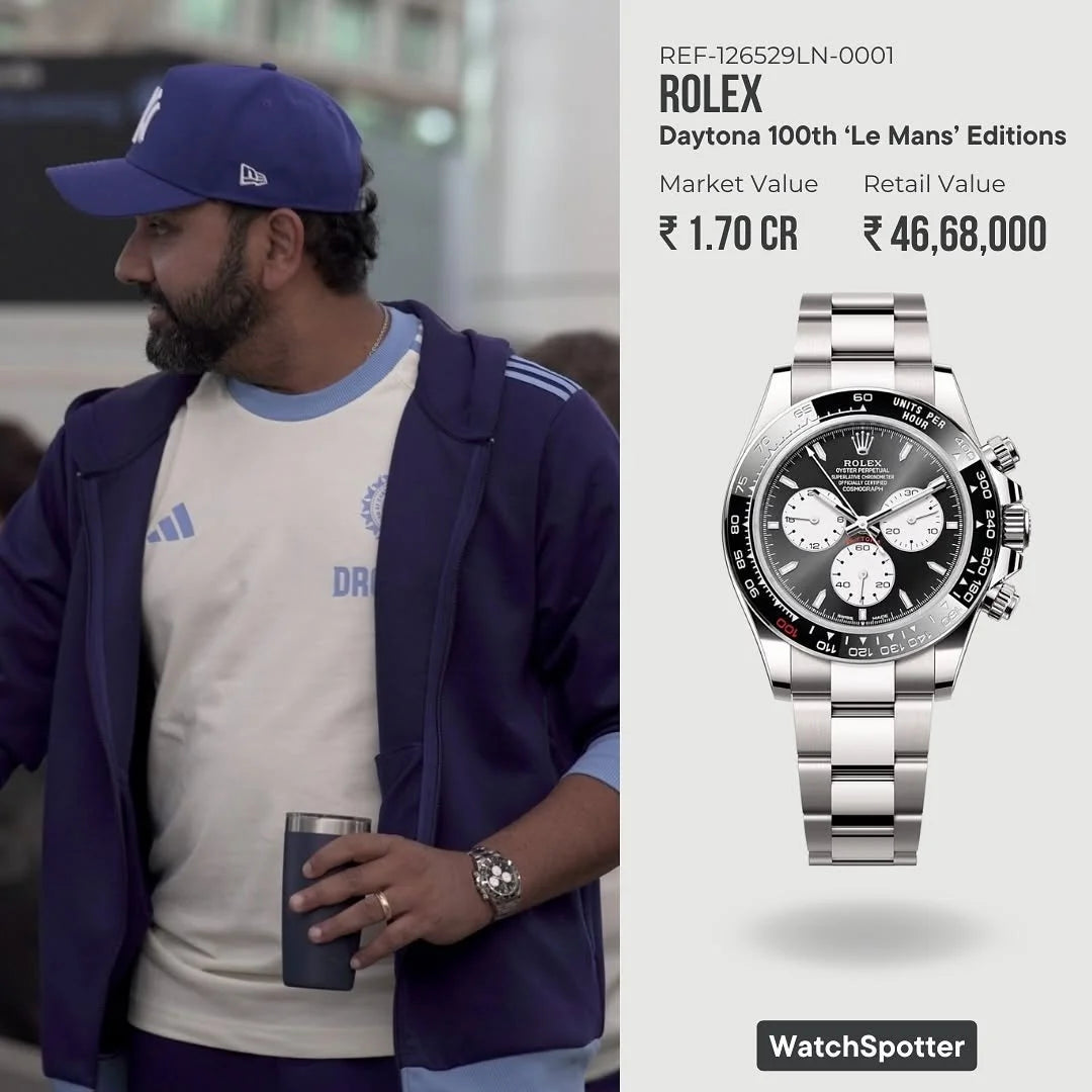 ROLEX DAYTONA SILVER BLACK DAIL ROHIT SHARMA WATCH