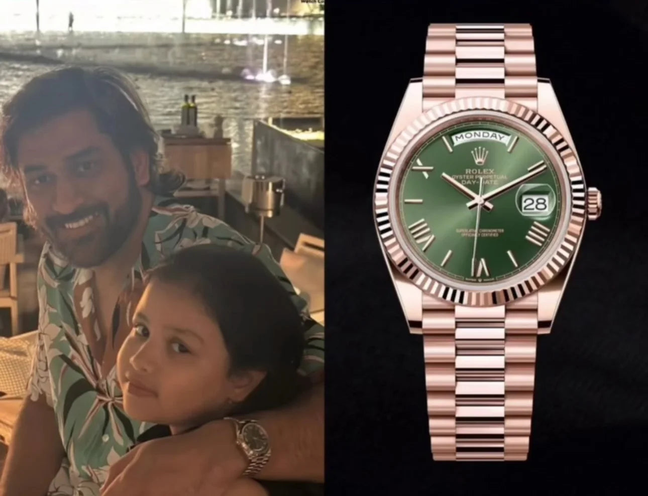 Rolex Day Date Rose Gold Gold Metal Virat Kohli And Ms Dhoni Watch