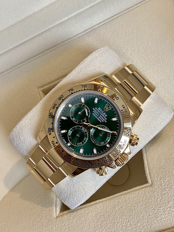 Rolex Daytona Gold Green MS Dhoni Metal Watch
